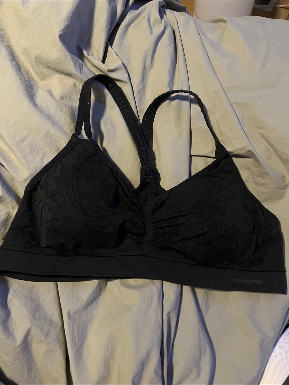 Patagonia Black Floral-Texture Wireless Sports Bralette